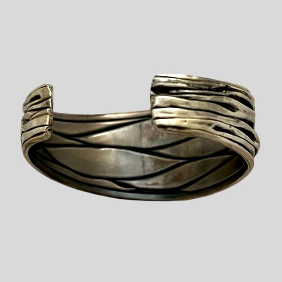 Artisan Designed Modern Sterling Silver Cuff Bracelet - Picture 6 of 12
